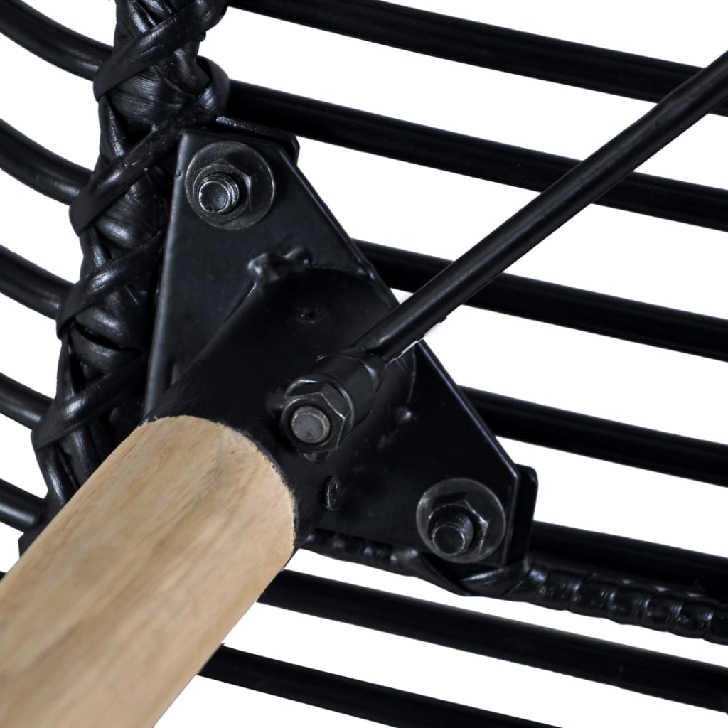 Καρέκλες Τραπεζαρίας 2 τεμ. Μαύρες από Γνήσιο Ρατάν 6