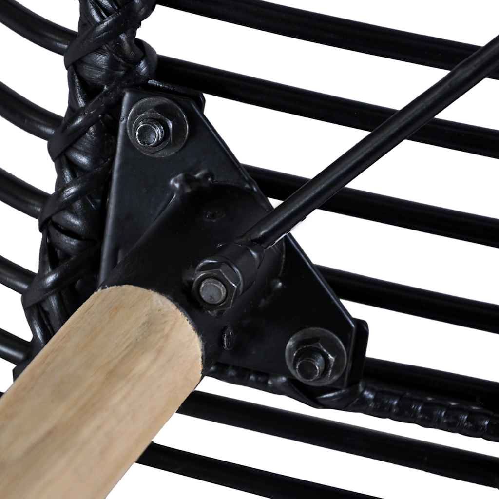 Καρέκλες Τραπεζαρίας 4 τεμ. Μαύρες από Γνήσιο Ρατάν 6