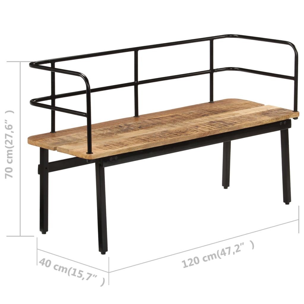 Παγκάκι 120 x 40 x 70 εκ. από Μασίφ Ξύλο Μάνγκο 8