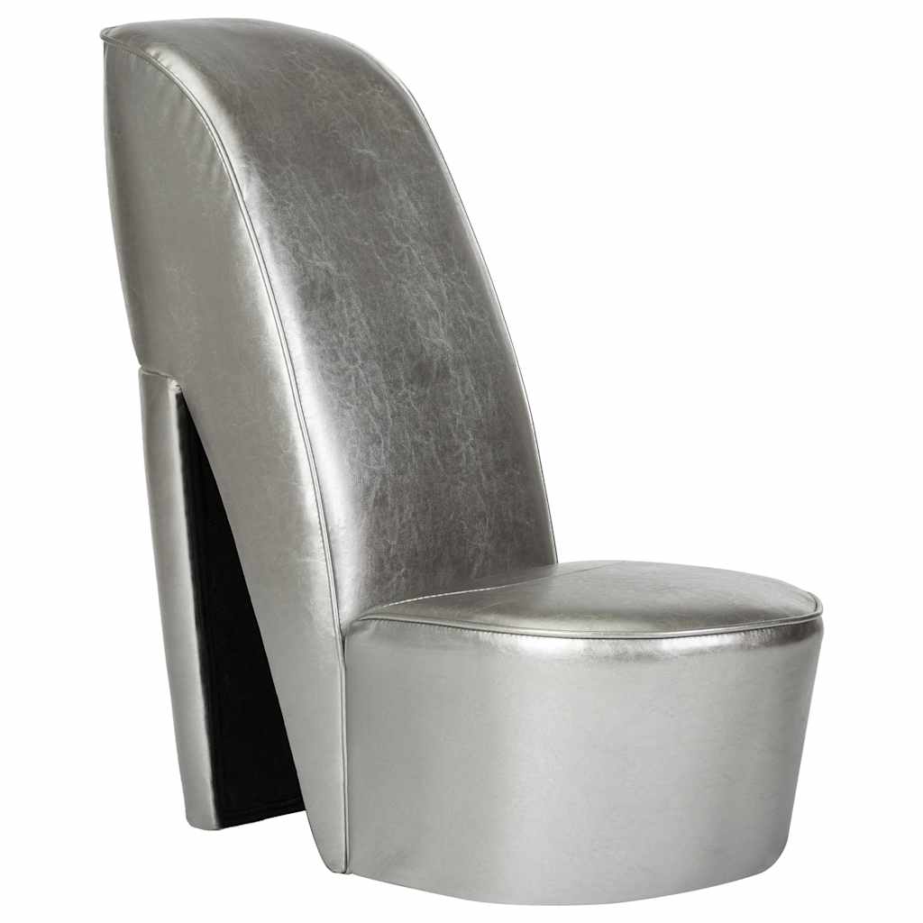 Κάθισμα Γόβα Ασημί από Συνθετικό Δέρμα 2