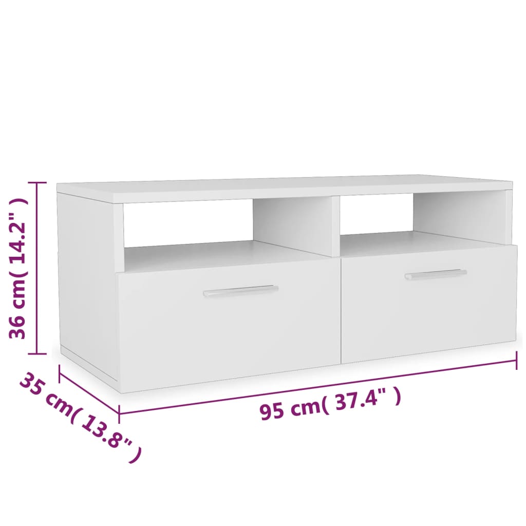 Έπιπλα Τηλεόρασης 2 τεμ. Λευκά 95 x 35 x 36 εκ. από Επεξ. Ξύλο 6