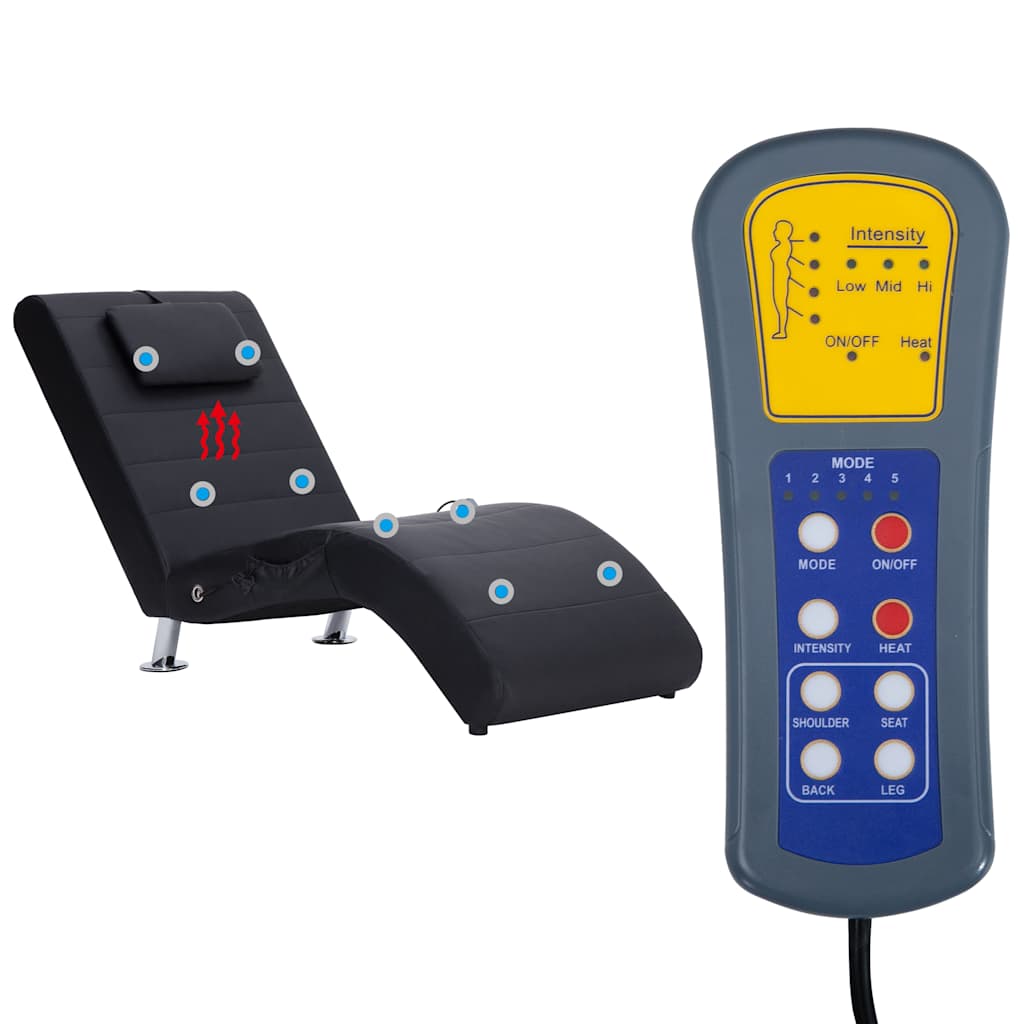 Πολυθρόνα/Ανάκλιντρο Μασάζ Μαύρη Συνθετικό Δέρμα με Μαξιλάρι 10