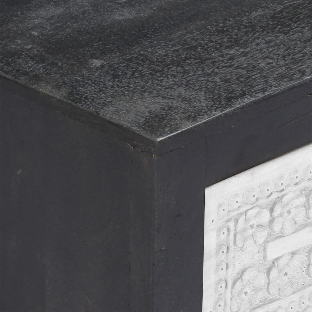 Έπιπλο Τηλεόρασης Σκαλιστό Γκρι/Λευκό 120x30x40 εκ Μασίφ Μάνγκο 6