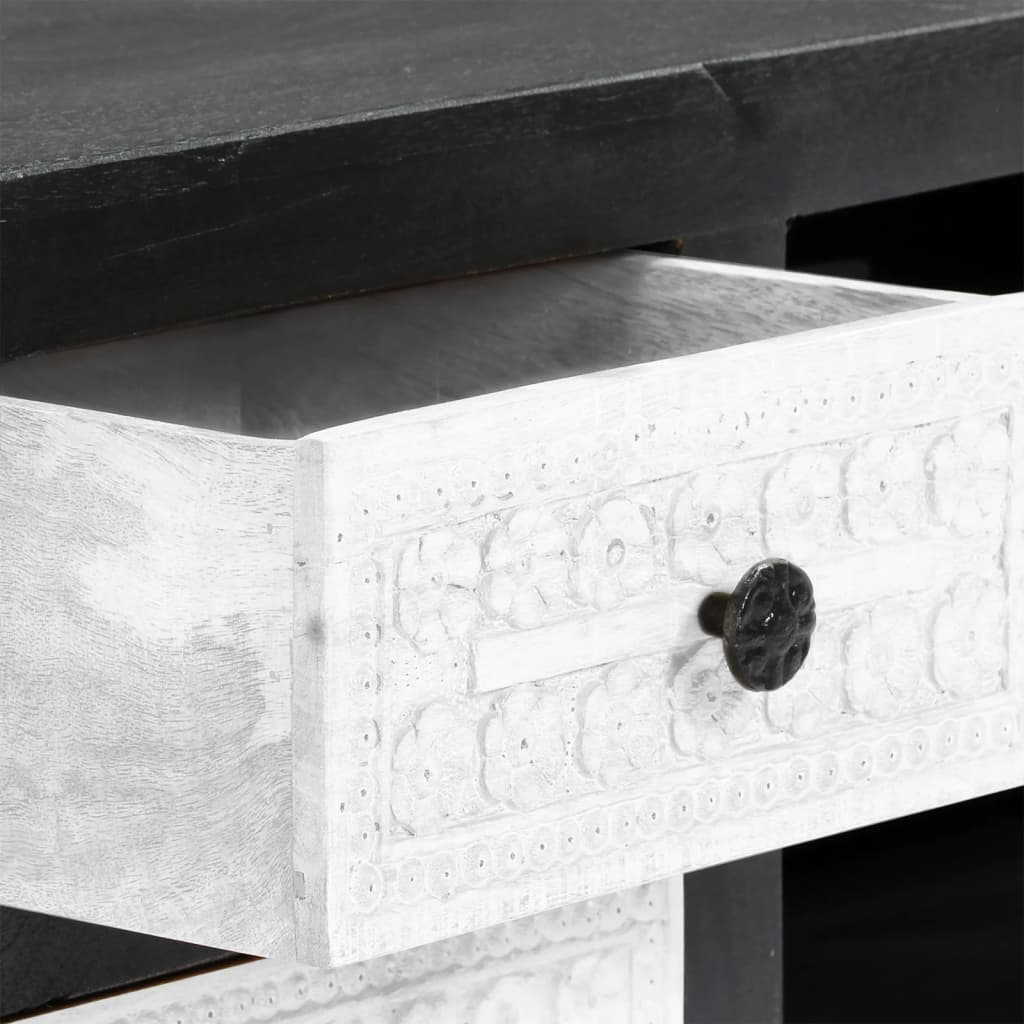 Έπιπλο Τηλεόρασης Σκαλιστό Γκρι/Λευκό 120x30x40 εκ Μασίφ Μάνγκο 8