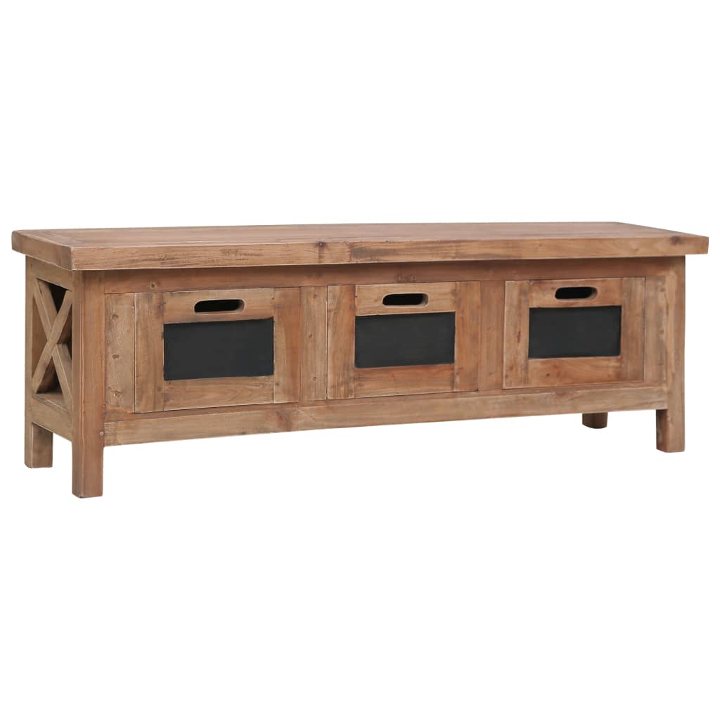 Έπιπλο Τηλεόρασης με 3 Συρτάρια Καφέ 120x30x40 εκ. Μασίφ Μαόνι 1