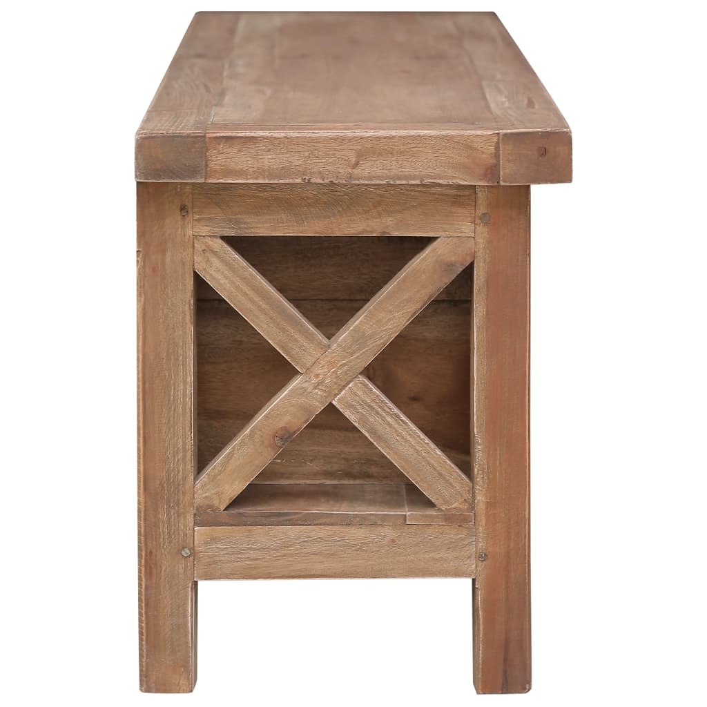 Έπιπλο Τηλεόρασης με 3 Συρτάρια Καφέ 120x30x40 εκ. Μασίφ Μαόνι 4