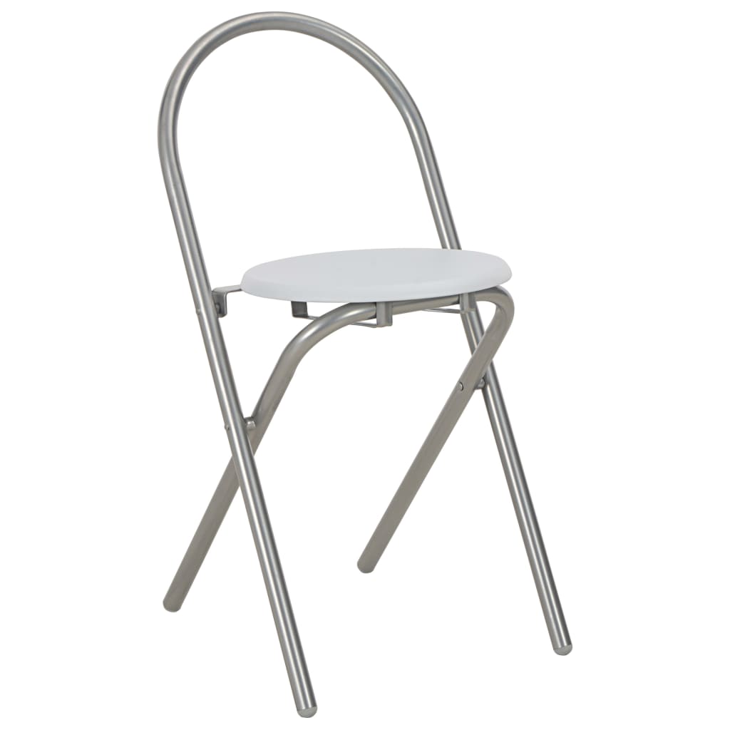 Σετ Τραπεζαρίας Πτυσσόμενο με Ραφιέρα 3 τεμ. Λευκό MDF & Ατσάλι 9