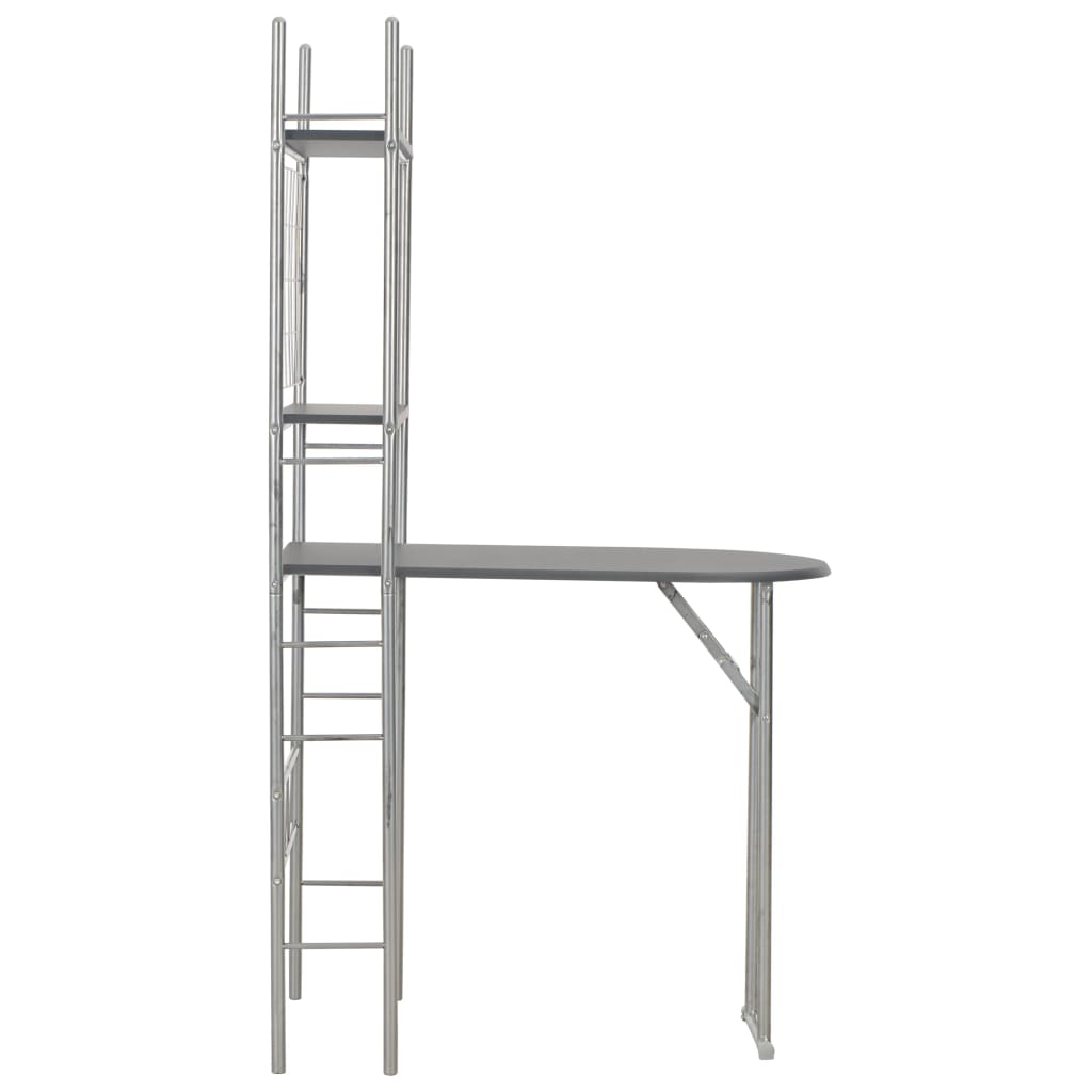 Σετ Τραπεζαρίας Πτυσσόμενο με Ραφιέρα 3 τεμ. Μαύρο MDF & Ατσάλι 5