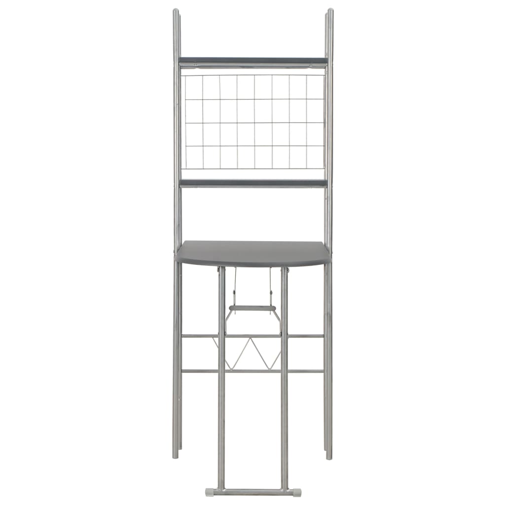 Σετ Τραπεζαρίας Πτυσσόμενο με Ραφιέρα 3 τεμ. Μαύρο MDF & Ατσάλι 6