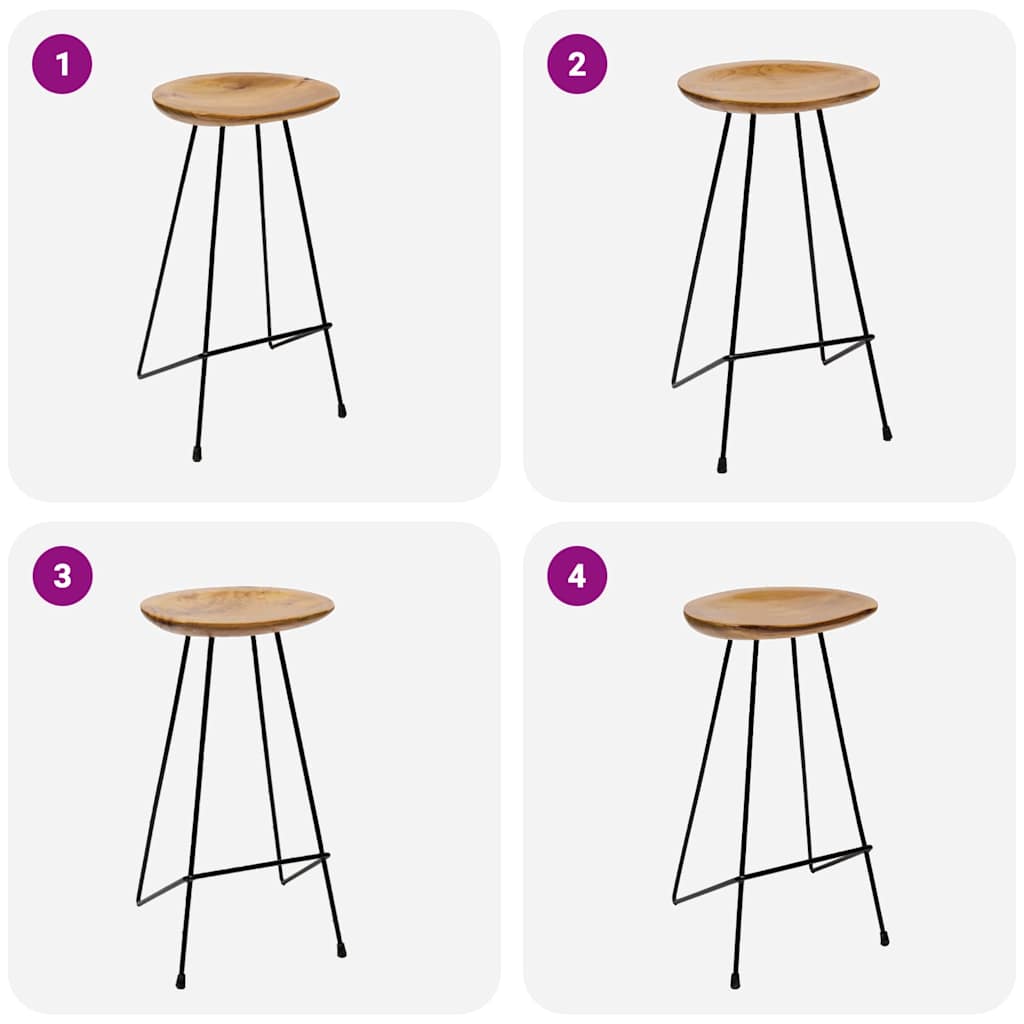 Σκαμπό Μπαρ 2 τεμ. από Μασίφ Ξύλο Teak 4