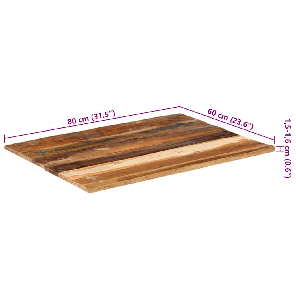 Επιφάνεια Τραπεζιού Ορθ. 60x80 εκ 15-16 χιλ Μασίφ Ανακ. Ξύλο 12