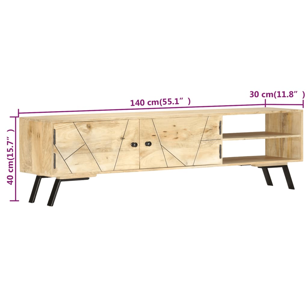 Έπιπλο Τηλεόρασης 140 x 30 x 40 εκ. από Μασίφ Ξύλο Μάνγκο 6