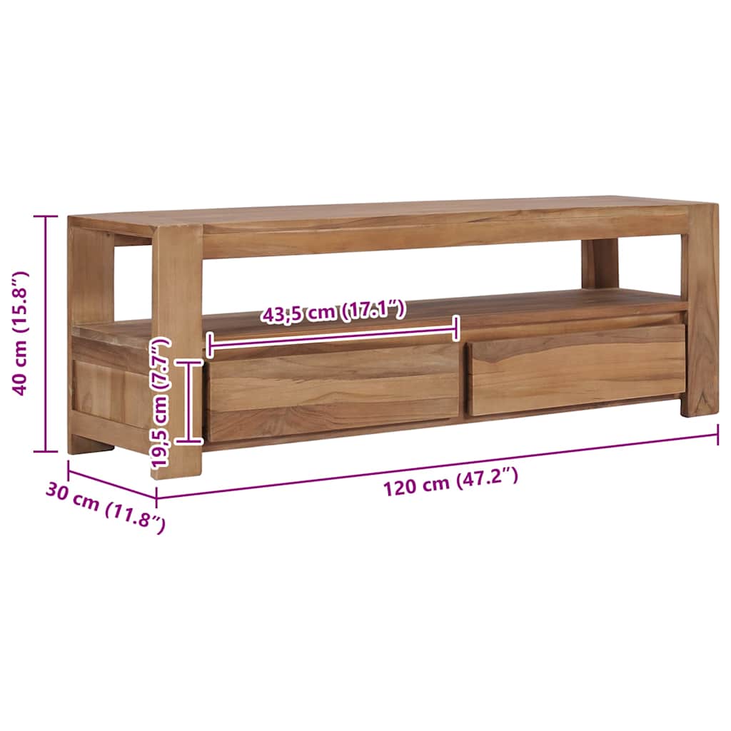 Έπιπλο Τηλεόρασης 120 x 30 x 40 εκ. από Μασίφ Ξύλο Teak 8