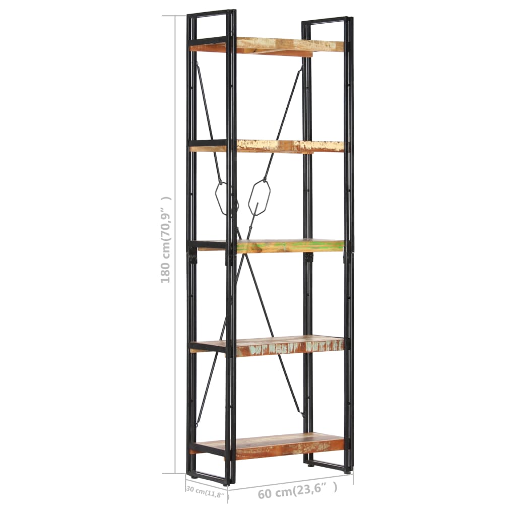 Βιβλιοθήκη με 5 Επίπεδα 60x30x180 εκ. Μασίφ Ανακυκλωμένο Ξύλο 6