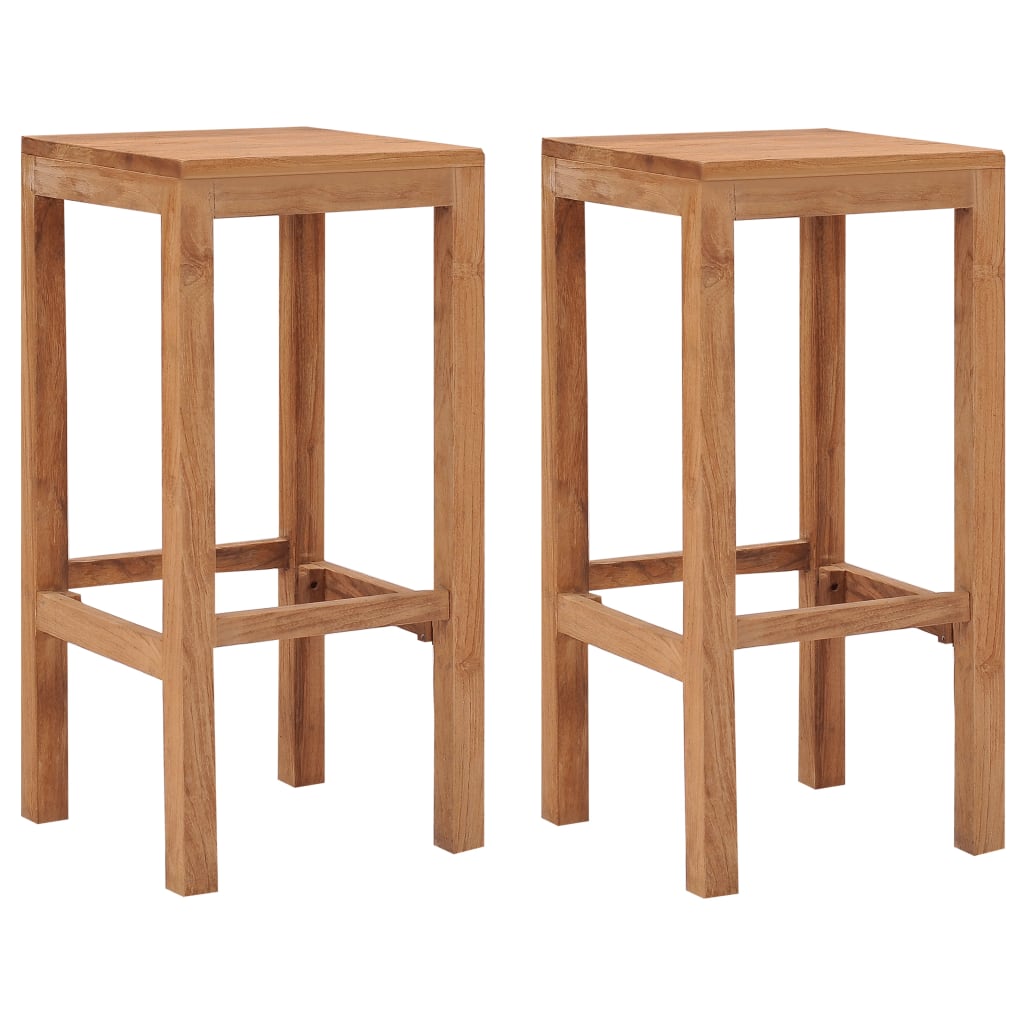 Σκαμπό Μπαρ 2 τεμ. από Μασίφ Ξύλο Teak 1