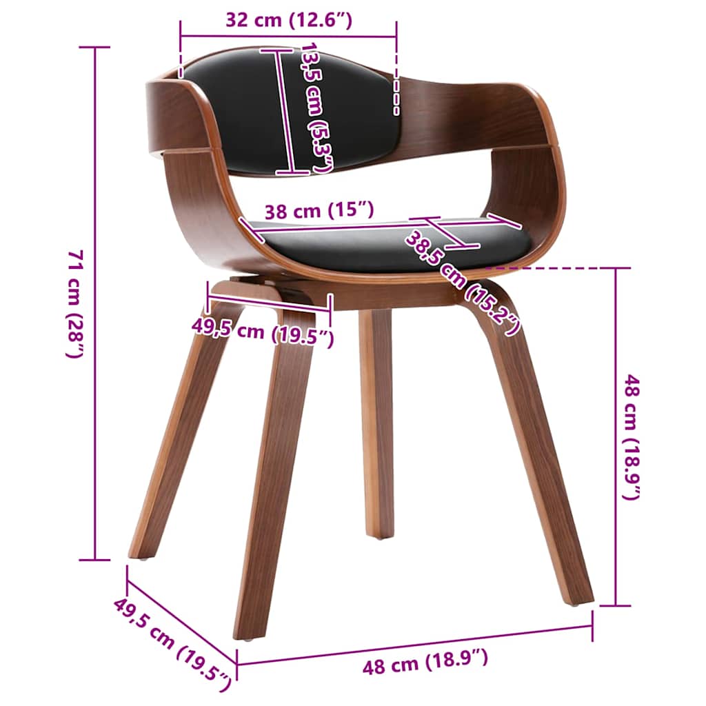 Καρέκλες Τραπεζαρίας 2 τεμ. Λυγισμένο Ξύλο / Συνθετικό Δέρμα 9