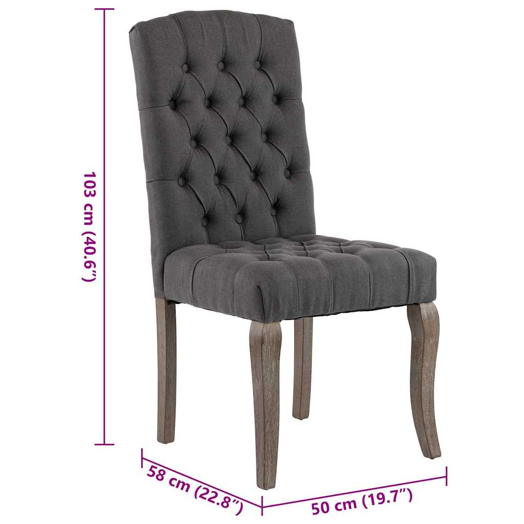 Καρέκλες Τραπεζαρίας 2 τεμ. Γκρι Υφασμάτινες με Λινό Σχέδιο 8