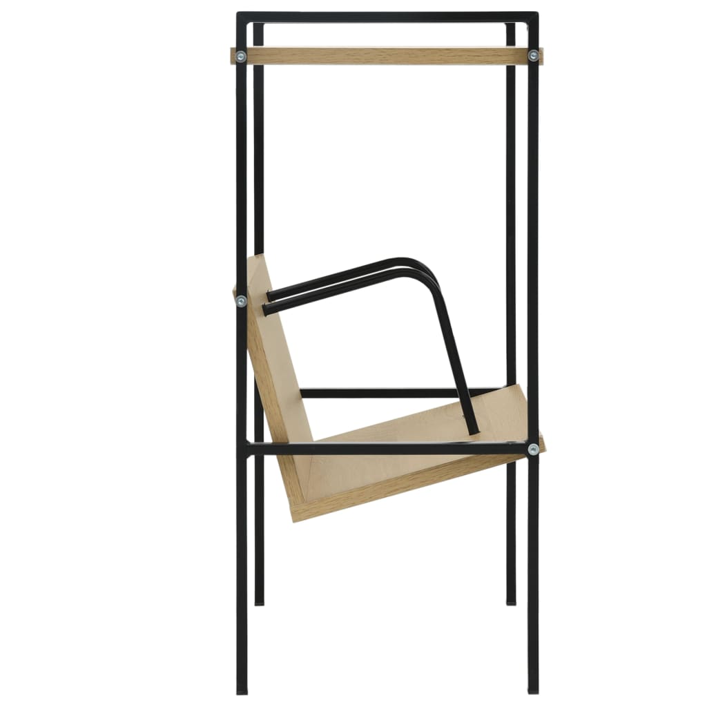 Βιβλιοθήκη 2 Επιπέδων Μαύρο/Δρυς 52x28x59εκ. Επεξεργασμένο Ξύλο 4