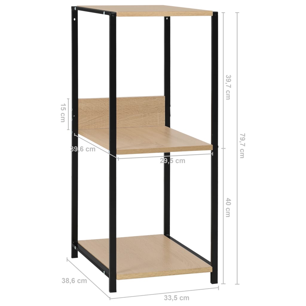 Ραφιέρα Ίσια Μικρή Μαύρη/Δρυς 33,5x39,6x79,7 εκ. Επεξ. Ξύλο 7