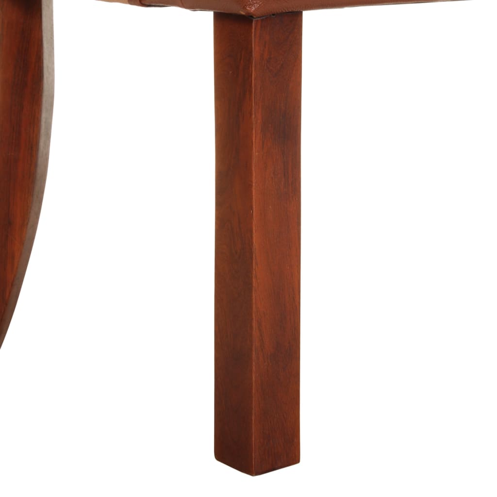 Καρέκλες Τραπεζαρίας 2 τεμ. Καφέ από Γνήσιο Δέρμα Κατσίκας 8