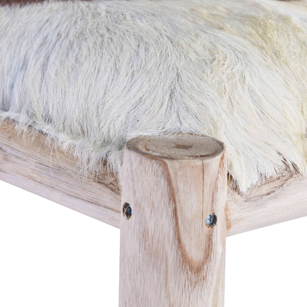 Σκαμπό Μπαρ από Γνήσιο Δέρμα Κατσίκας και Μασίφ Ξύλο Teak 3
