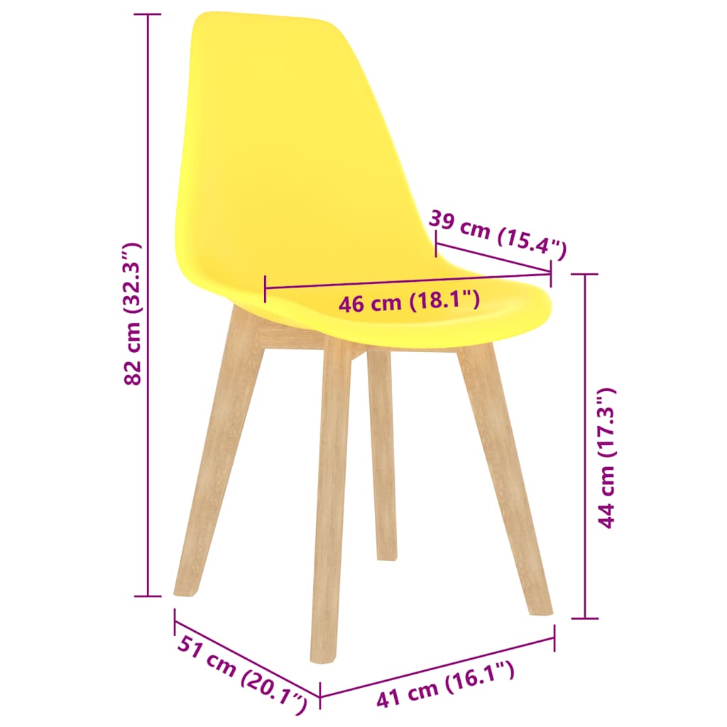 Καρέκλες Τραπεζαρίας 6 τεμ. Κίτρινες Πλαστικές 7