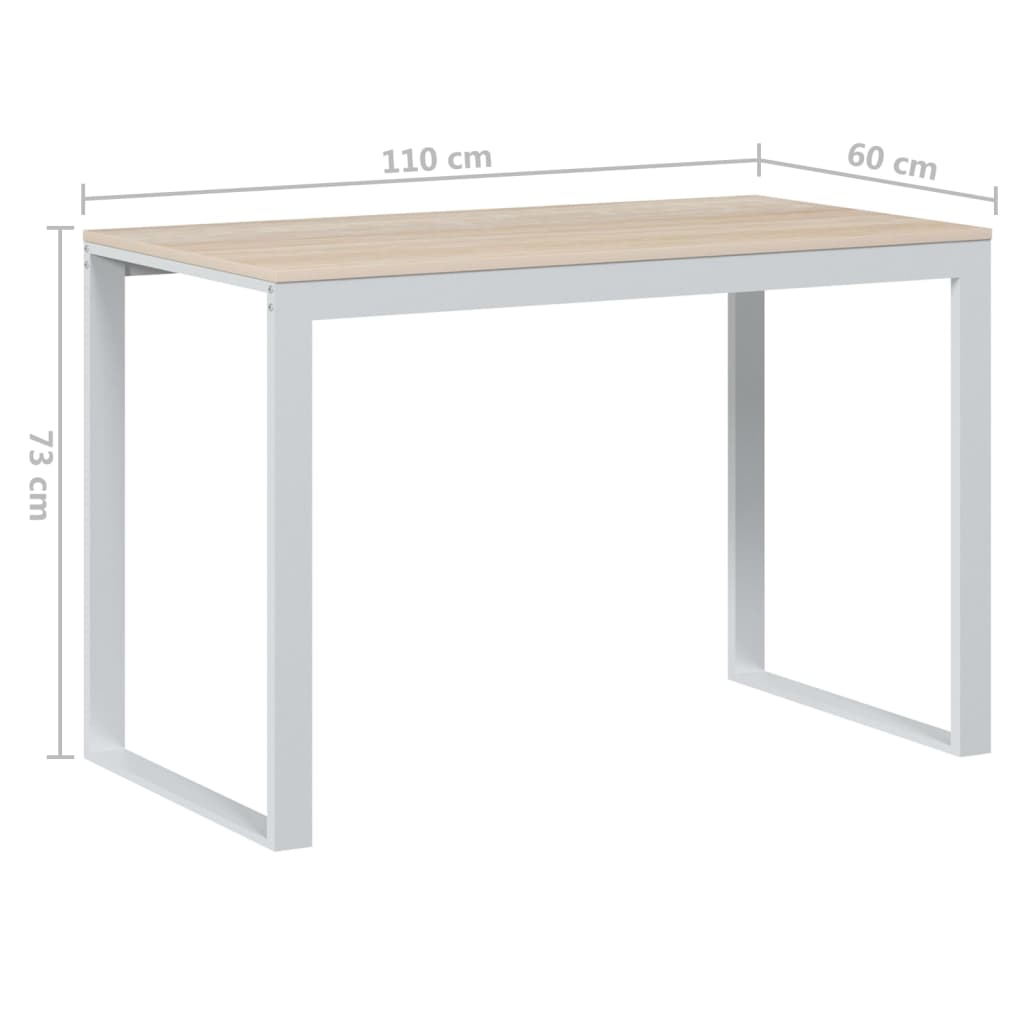Γραφείο Υπολογιστή Λευκό/Δρυς 110 x 60 x 73 εκ. από Μοριοσανίδα 6
