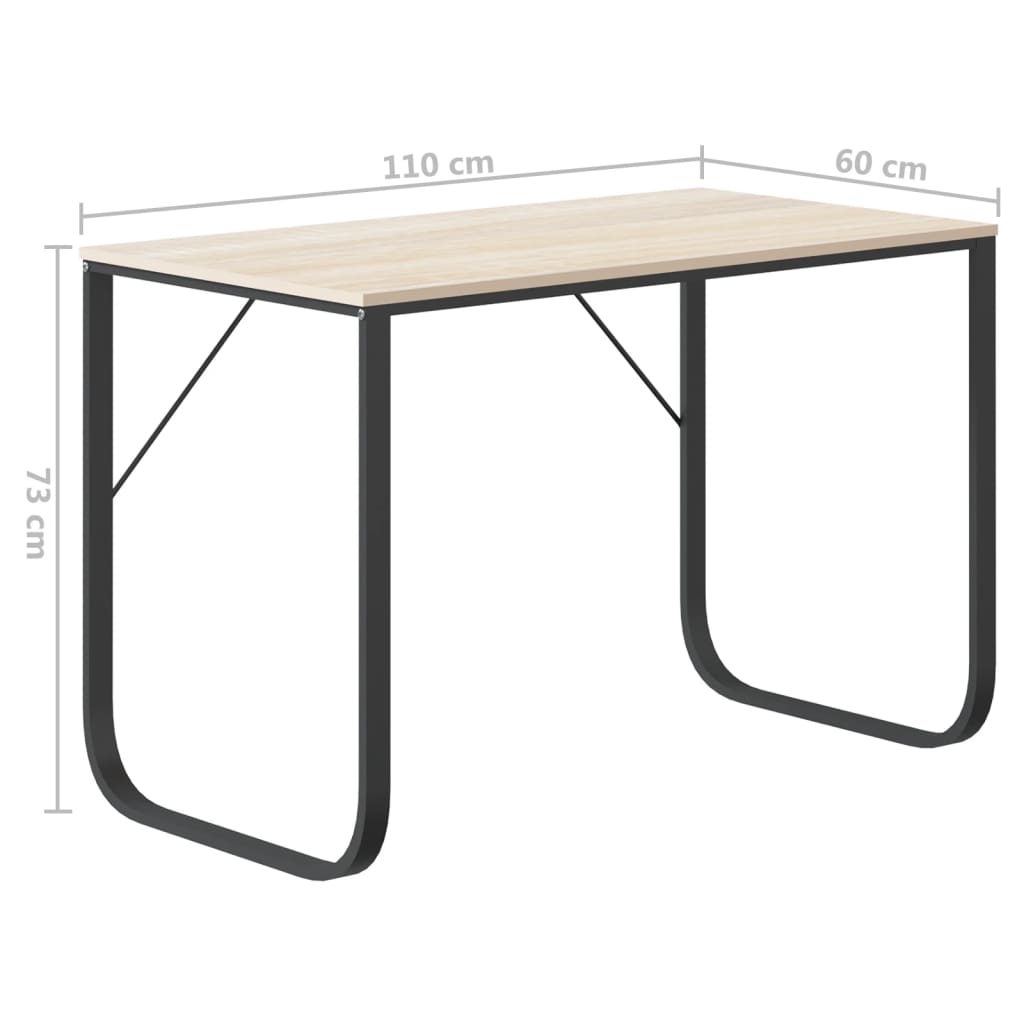 Γραφείο Υπολογιστή Μαύρο/Δρυς 110 x 60 x 73 εκ. από Μοριοσανίδα 6