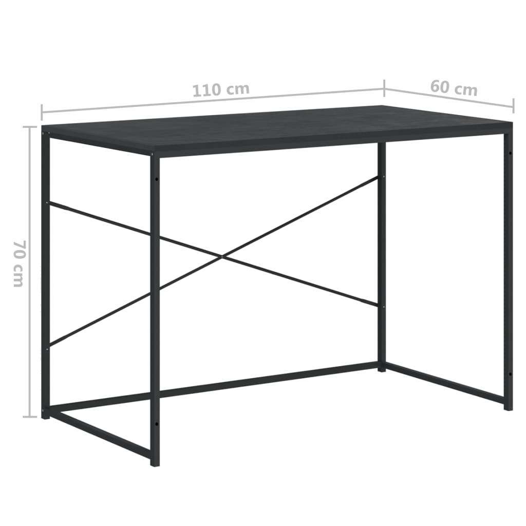 Γραφείο Υπολογιστή Μαύρο 110 x 60 x 70 εκ. Επεξεργασμένο Ξύλο 8