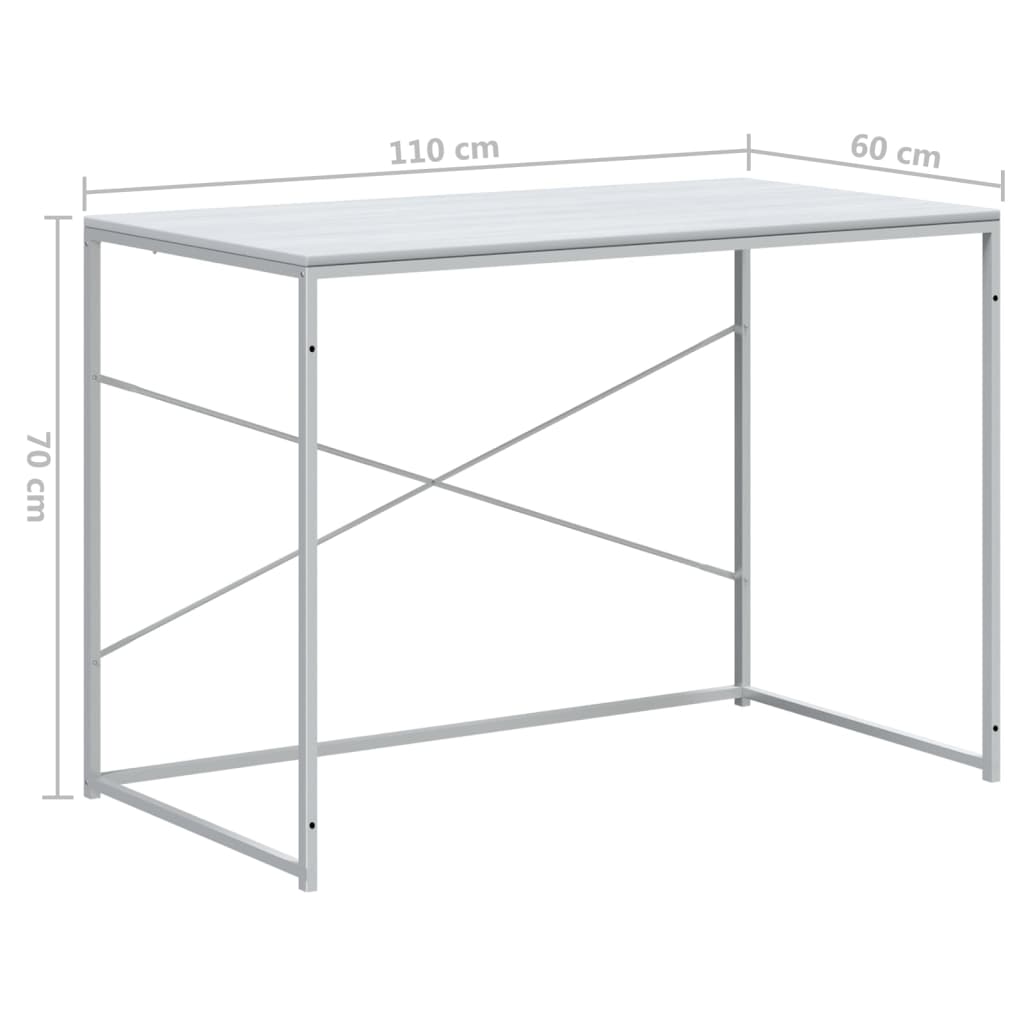 Γραφείο Υπολογιστή Λευκό 110 x 60 x 70 εκ. από Επεξ. Ξύλο 8