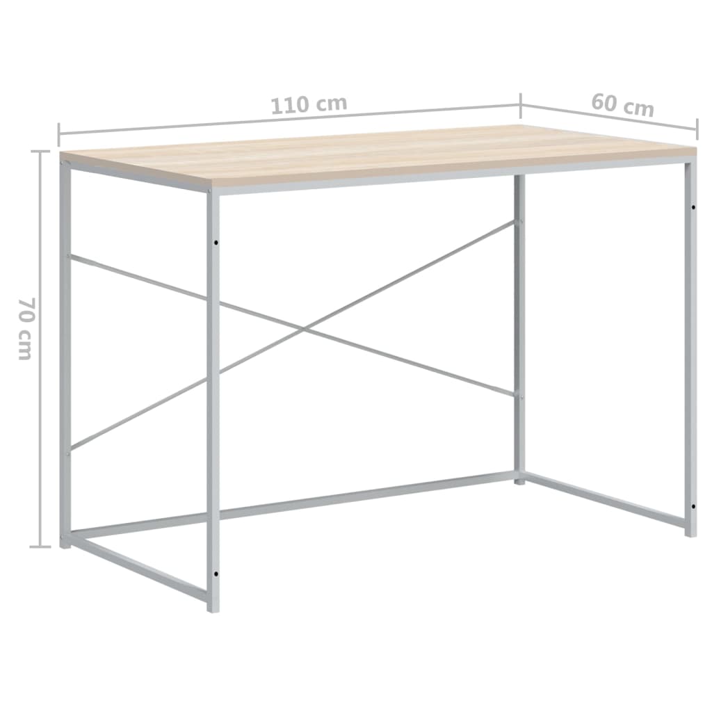 Γραφείο Υπολογιστή Λευκό/Δρυς 110 x 60 x 70 εκ. Επεξ. Ξύλο 8