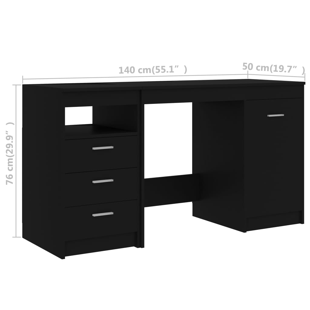Γραφείο Μαύρο 140 x 50 x 76 εκ. από Επεξ. Ξύλο 8