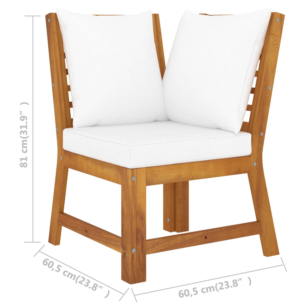 Σαλόνι Κήπου 4 Τεμαχίων Μασίφ Ξύλο Ακακίας με Κρεμ Μαξιλάρια 11