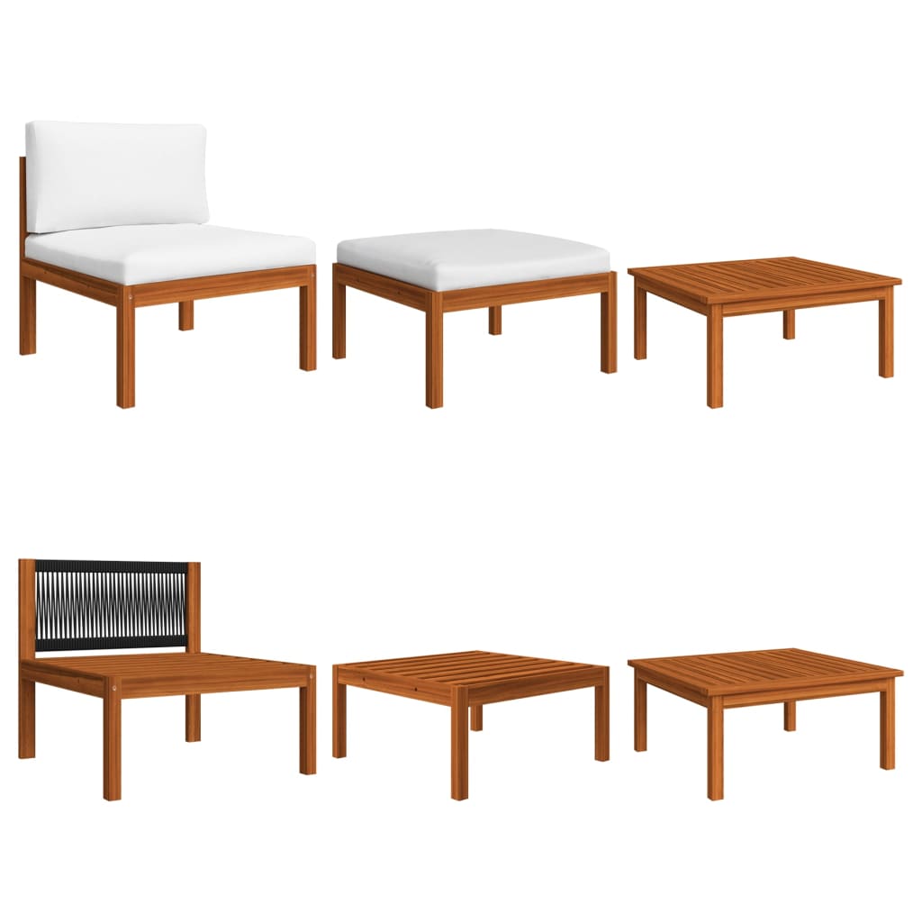 Σαλόνι Κήπου 8 Τεμαχίων Κρεμ Μασίφ Ξύλο Ακακίας με Μαξιλάρια 5