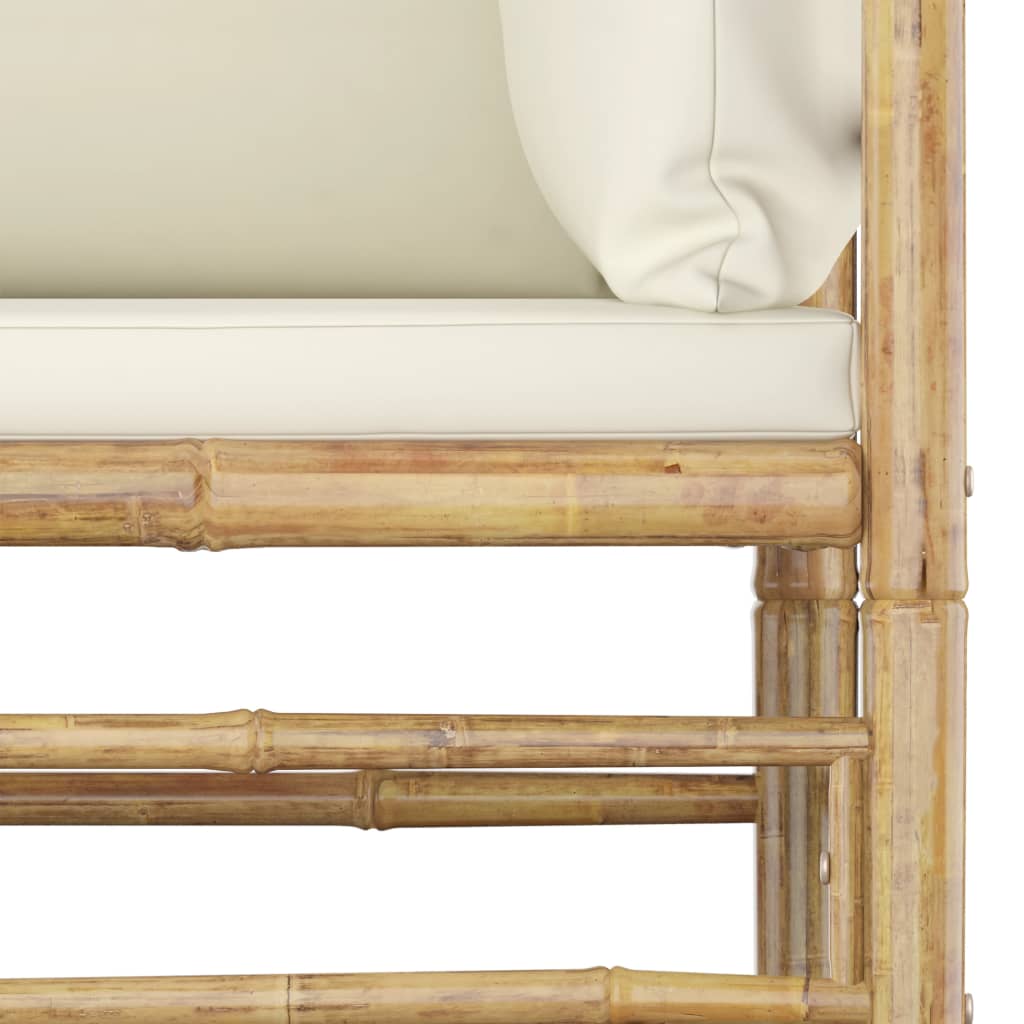 Σαλόνι Κήπου Σετ 6 τεμ. από Μπαμπού με Λευκά Κρεμ Μαξιλάρια 4