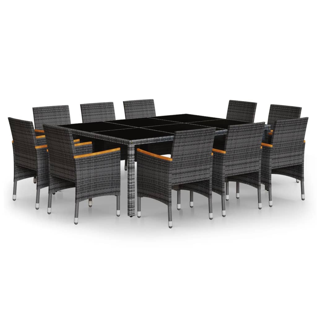 Σετ Τραπεζαρίας Κήπου 11 Τεμαχίων Γκρι από Συνθετικό Ρατάν 2