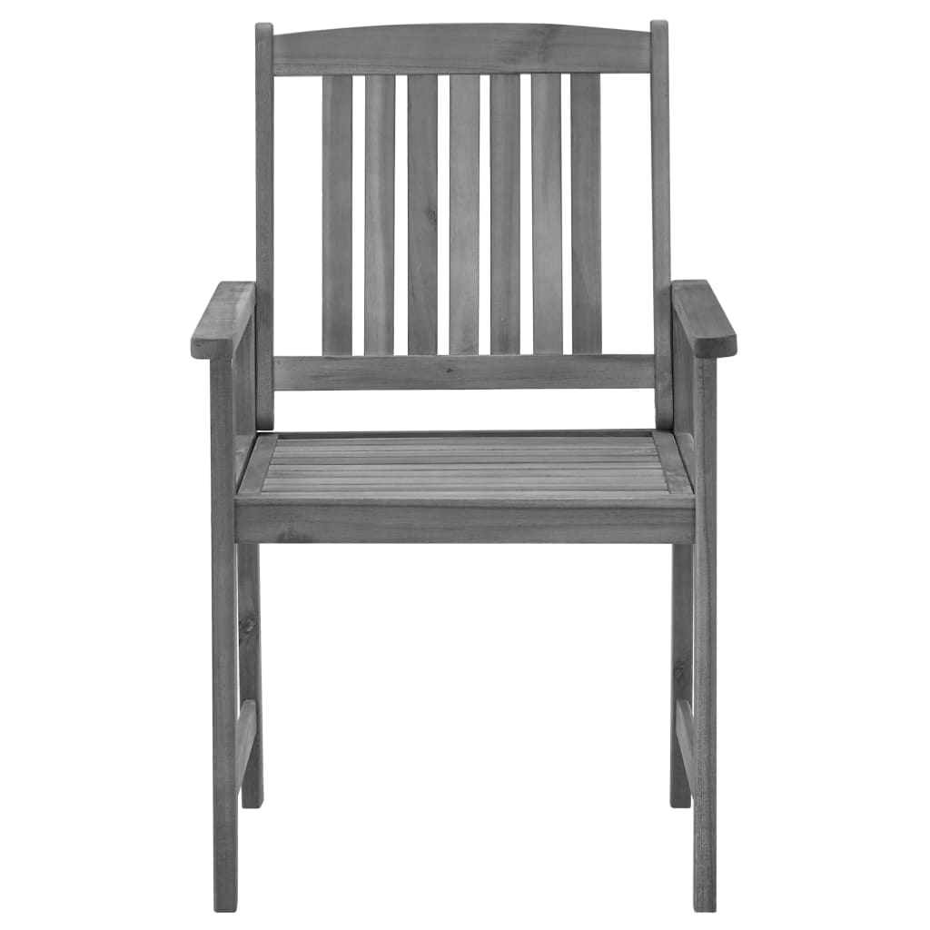 Καρέκλες Κήπου 4 τεμ. Γκρι Μασίφ Ξύλο Ακακίας με Μαξιλάρια 5