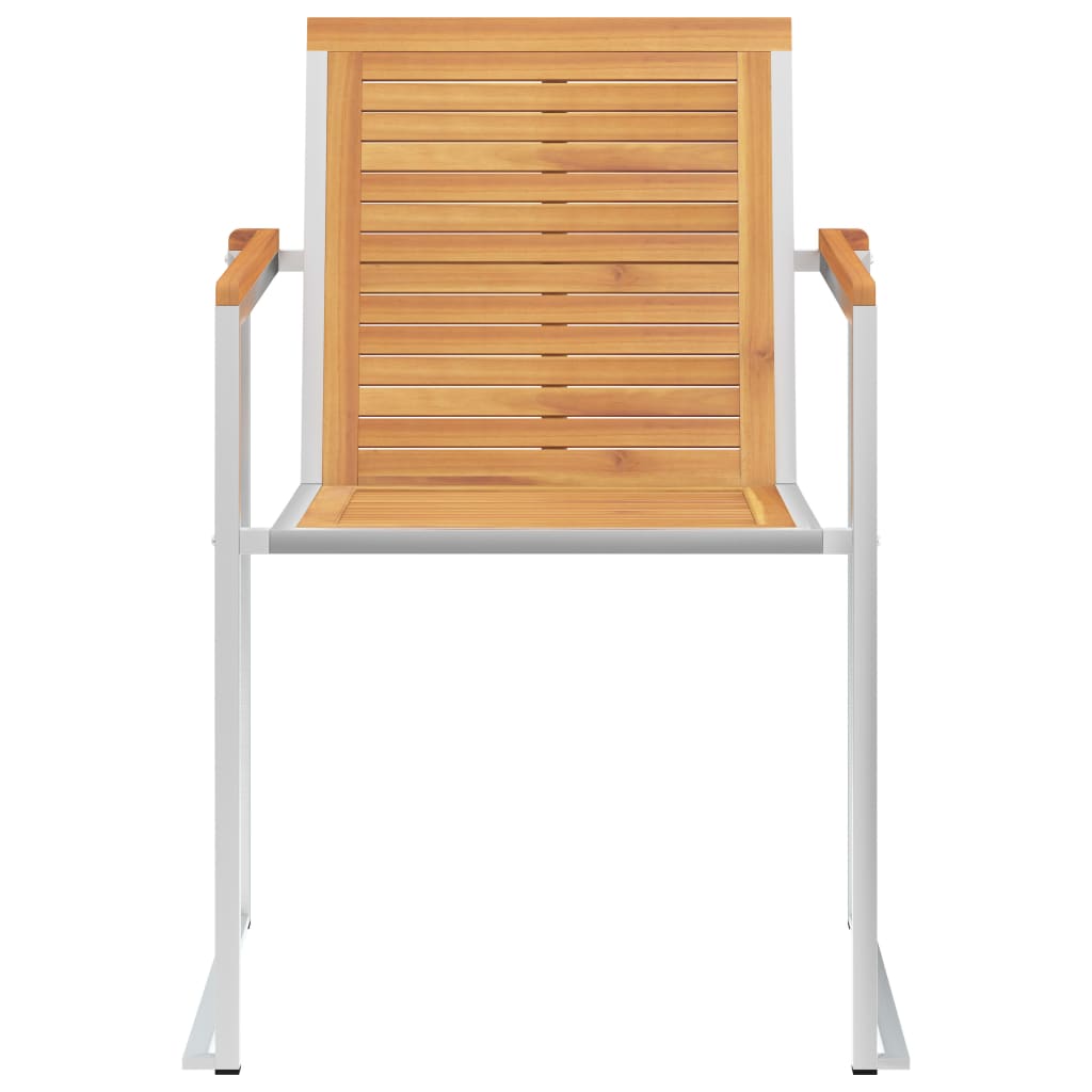 Καρέκλες Κήπου 2 τεμ. από Μασίφ Ξύλο Teak/Ατσάλι με Μαξιλάρια 5