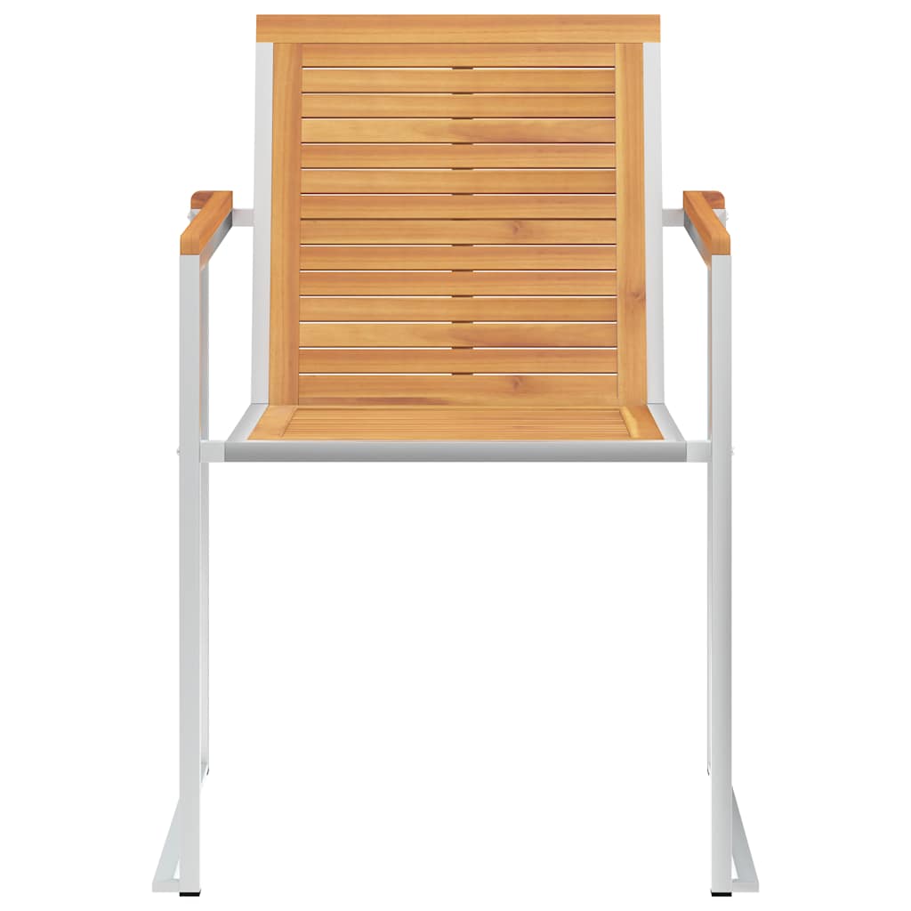 Καρέκλες Κήπου 2 τεμ. από Μασίφ Ξύλο Teak/Ατσάλι με Μαξιλάρια 5