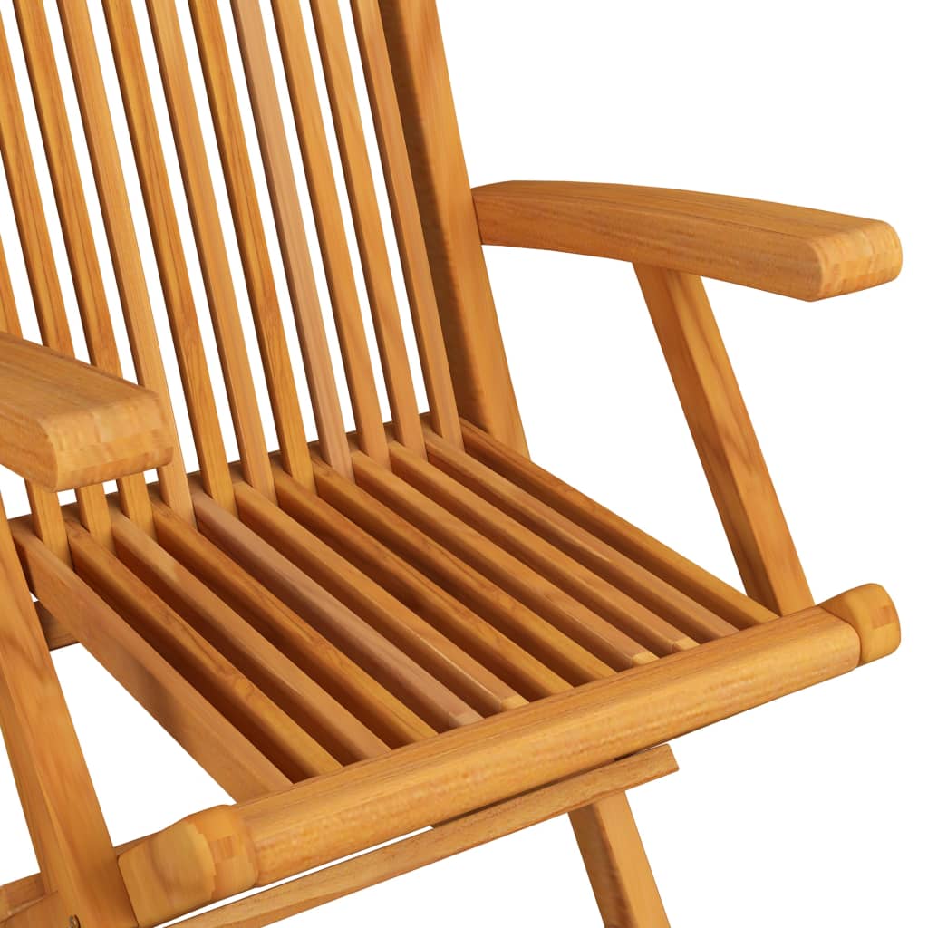 Καρέκλες Κήπου 2 τεμ. Μασίφ Ξύλο Teak με Γκρι Καρό Μαξιλάρια 5