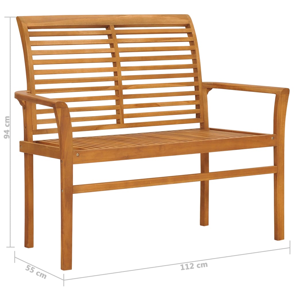 Παγκάκι Κήπου 112 εκ. Μασίφ Ξύλο Teak Φωτεινό Πράσινο Μαξιλάρι 8