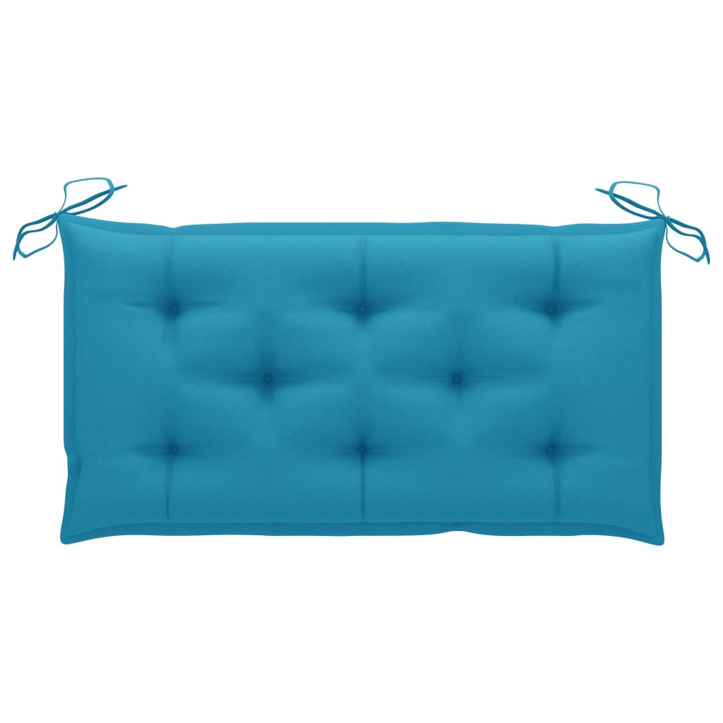 Παγκάκι Κήπου 112 εκ. από Μασίφ Ξύλο Teak με Γαλάζιο Μαξιλάρι 6
