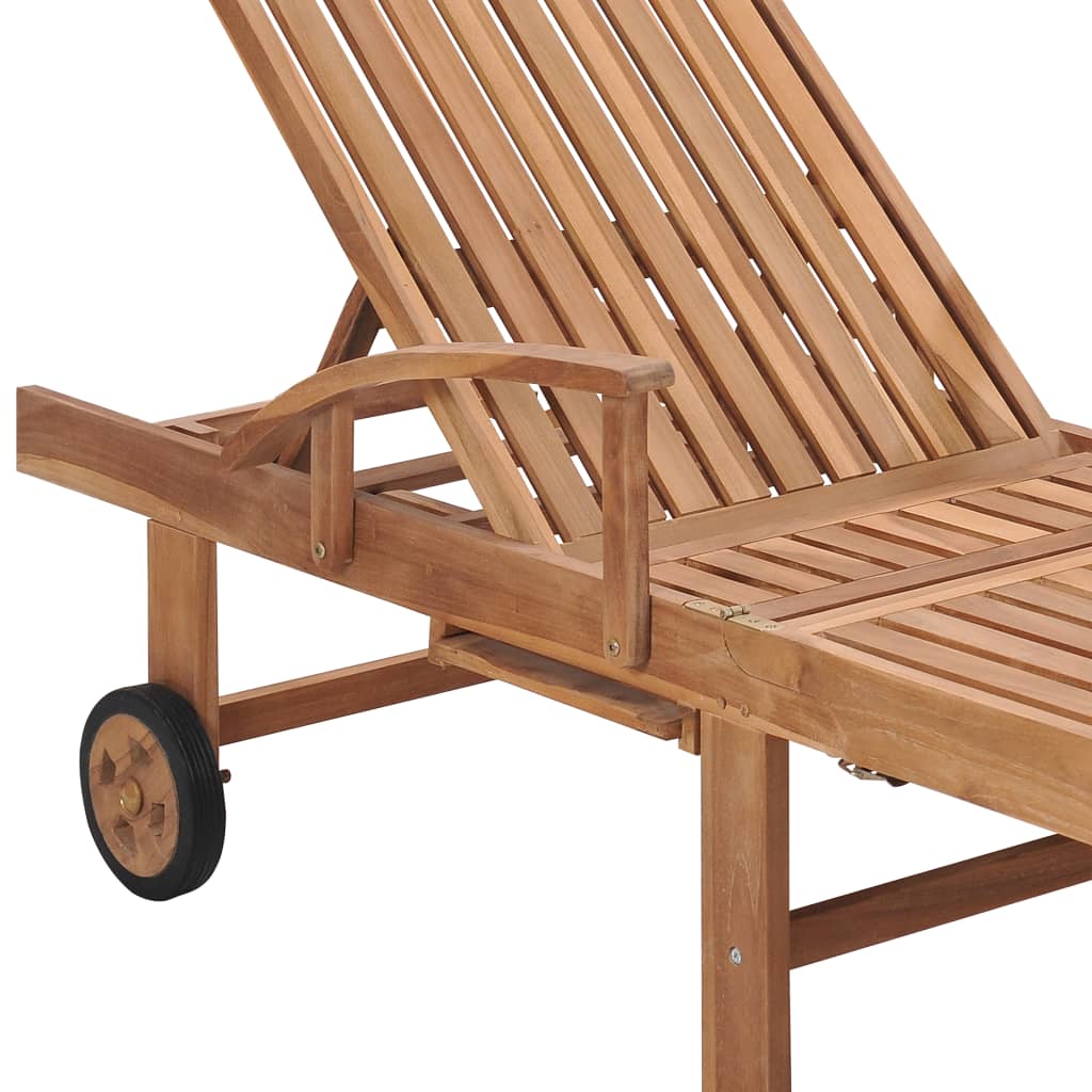 Ξαπλώστρα από Μασίφ Ξύλο Teak με Taupe Μαξιλάρι 8