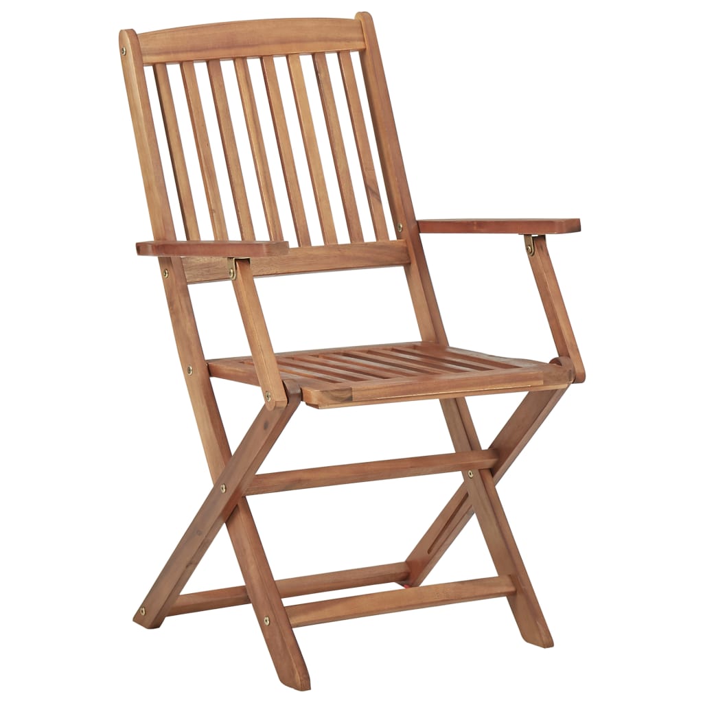 Καρέκλες Κήπου Πτυσσόμενες 4 τεμ. Ξύλο Ακακίας με Μαξιλάρια 4
