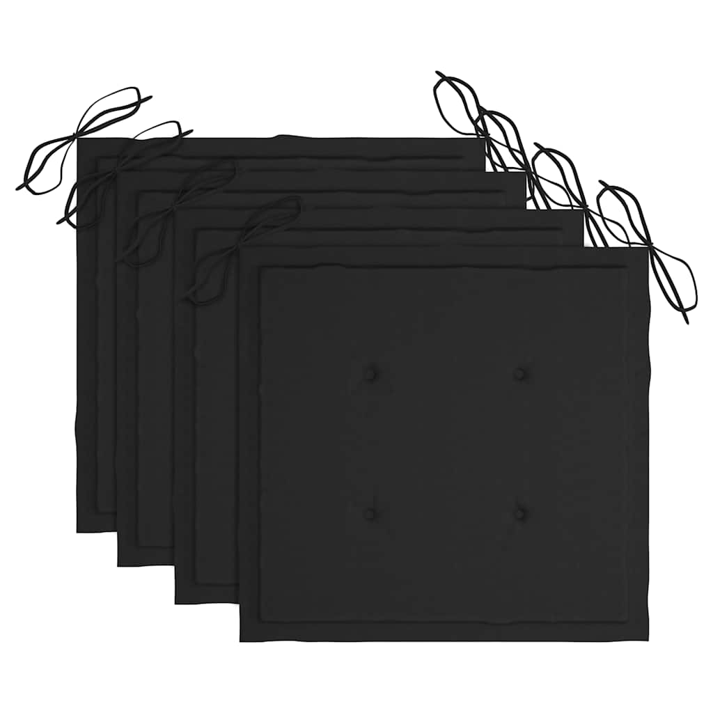 Καρέκλες Κήπου 4 τεμ. από Μασίφ Ξύλο Teak με Μαύρα Μαξιλάρια 6