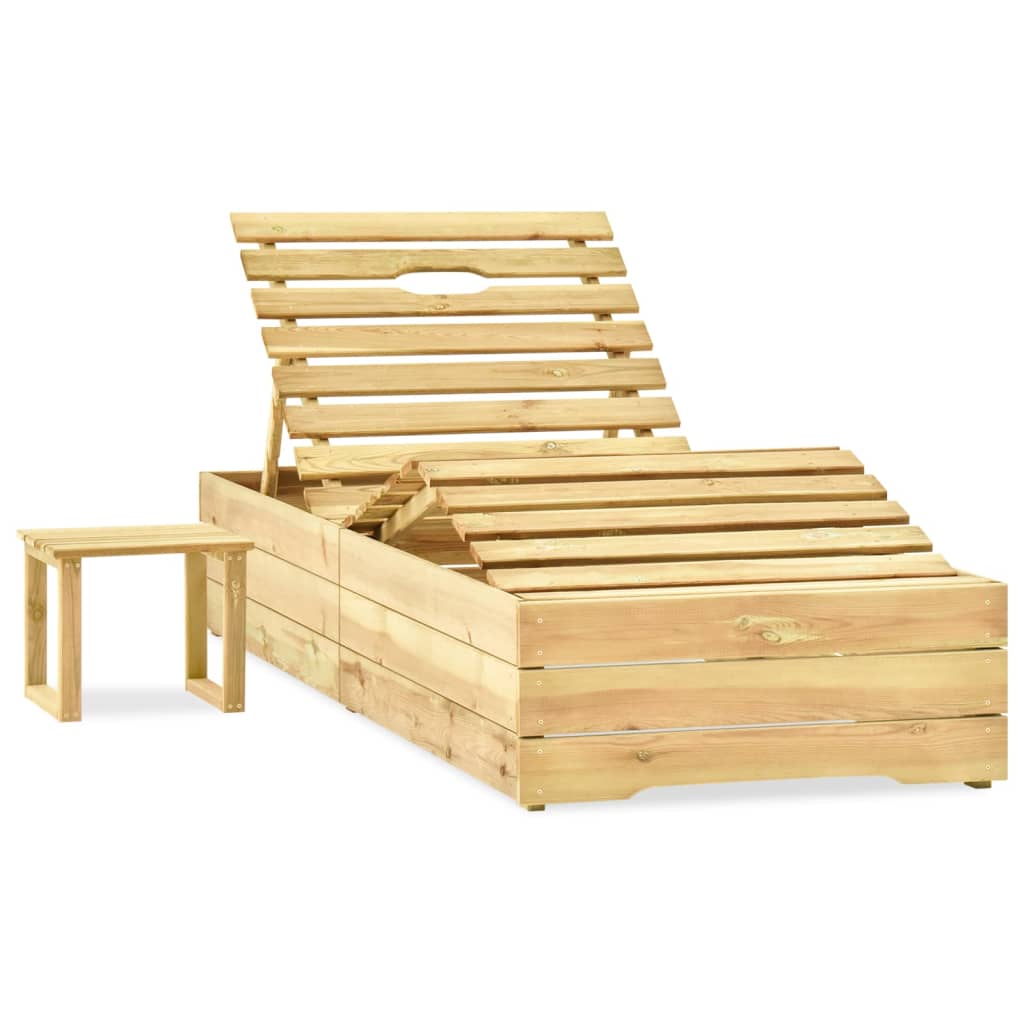 Ξαπλώστρα Κήπου από Εμποτ. Ξύλο Πεύκου με Τραπεζάκι & Μαξιλάρι 2