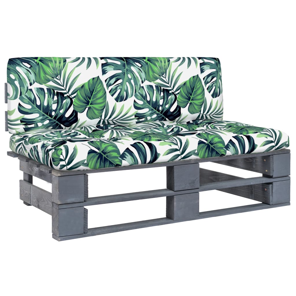 Καναπές Κήπου Μεσαίος από Παλέτες Γκρι Ξύλο Πεύκου 1