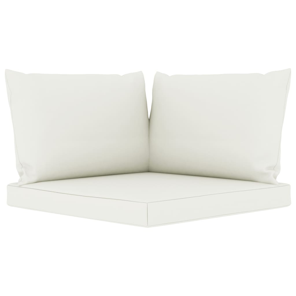 Καναπές Κήπου Παλέτες Διθέσιος Ξύλο Πεύκου με Κρεμ Μαξιλάρια 9