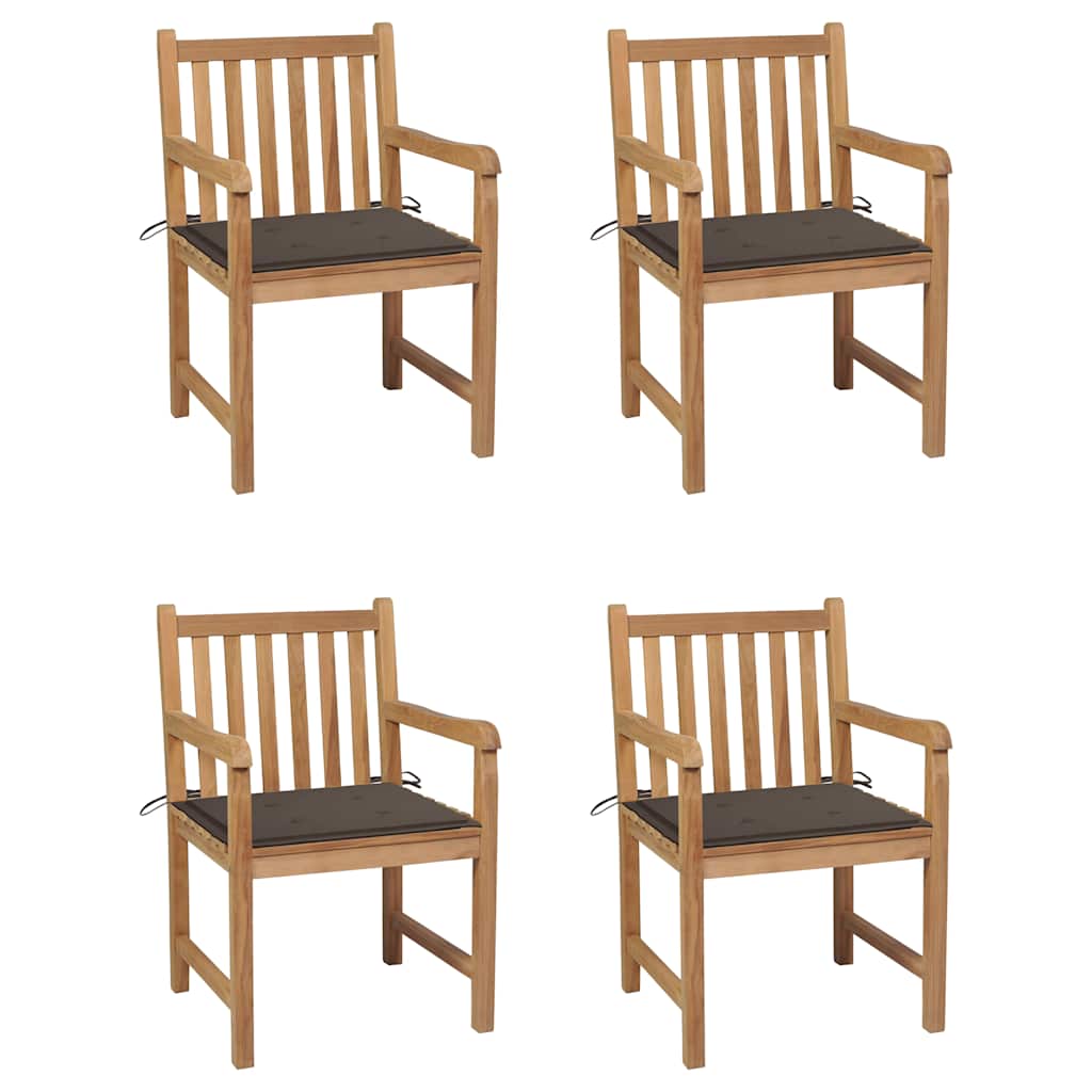 Καρέκλες Κήπου 4 τεμ. από Μασίφ Ξύλο Teak με Taupe Μαξιλάρια 1