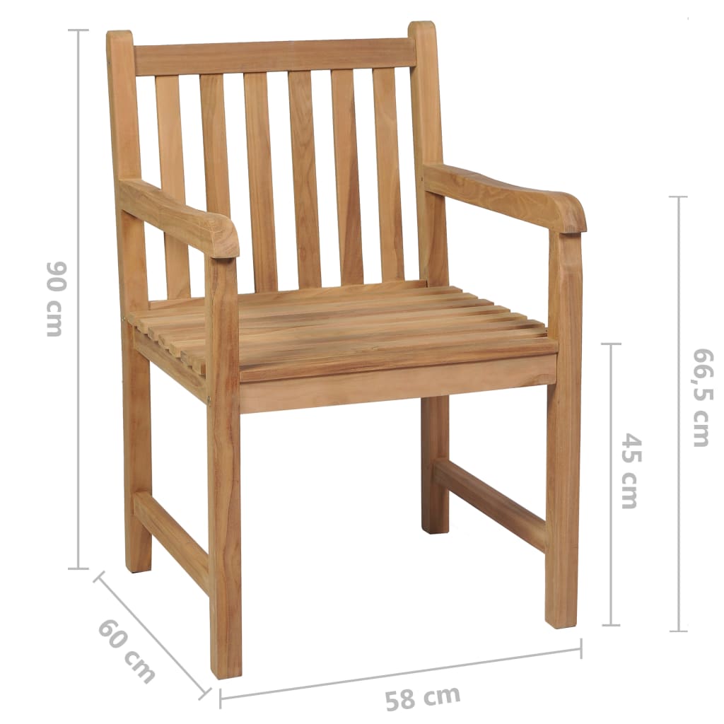 Καρέκλες Κήπου 6 τεμ. από Μασίφ Ξύλο Teak & Γκρι Καρό Μαξιλάρια 9